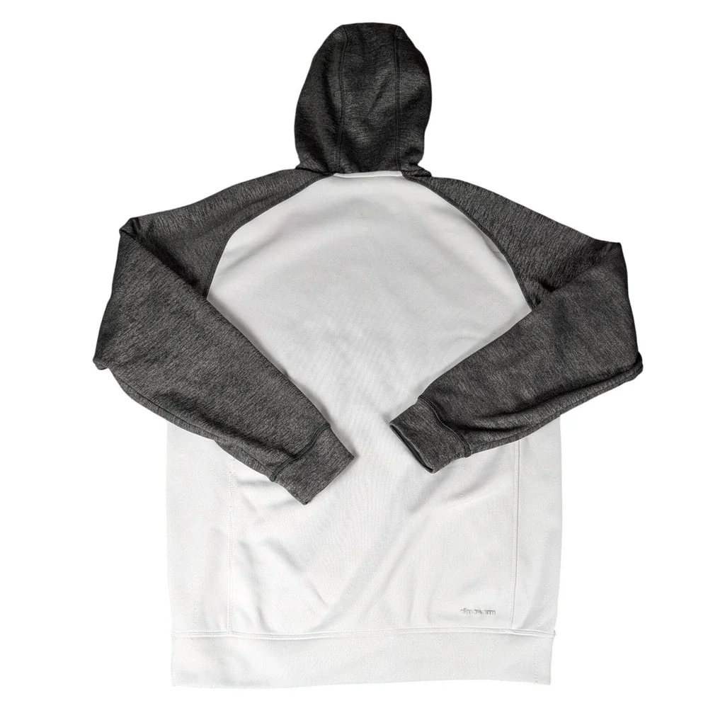 Adidas Climawarm Hoodie Mens White Heather Grey Raglan Pullover Sweatshirt M